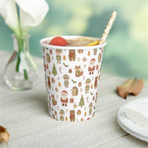 Hand Drawn Christmas Woodland Paper Cups