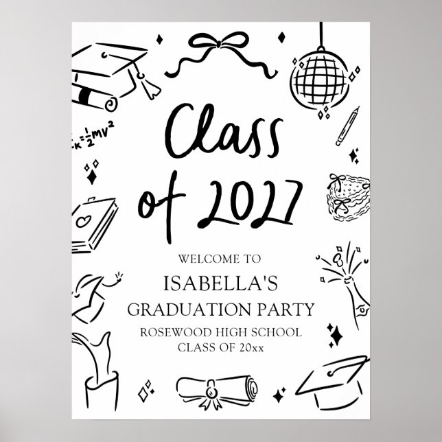 Hand Drawn Class of 2027 Graduation Party Welcome Poster (Vorne)