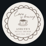 Hand Drawn Coffee Theme Bridal Shower Sticker<br><div class="desc">Indulge in Romance with Our Hand Drawn Love is Brewing Bridal Shower Sticker! Attention all coffee-loving brides-to-be! Dive into the delightful world of our "Love is Brewing" bridal shower invitation, where love and caffeine unite in perfect harmony. With its elegant design and customizable details, our invitation allows you to add...</div>
