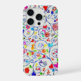 Hand Drawn Colorful Floral Swirl Pattern iPhone 15 Pro Hülle