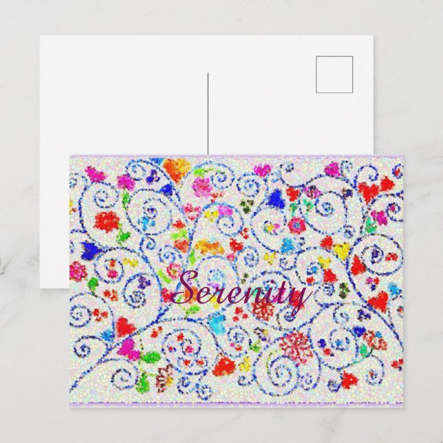 Hand Drawn Colorful Floral Swirl Pattern Postkarte (Vorne/Hinten)