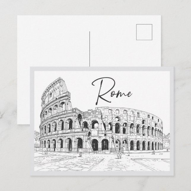 Hand drawn Colosseum Rome Italy Landmark Postkarte (Vorne/Hinten)