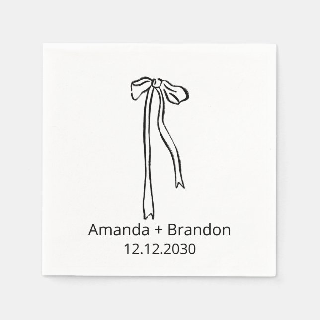 Hand Drawn Coquette Bow Wedding Serviette (Vorderseite)