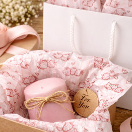 Hand Drawn Cottagecore Pink Stripe Strawberry Seidenpapier