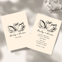 hand drawn Couple Swan Whimsical Wedding