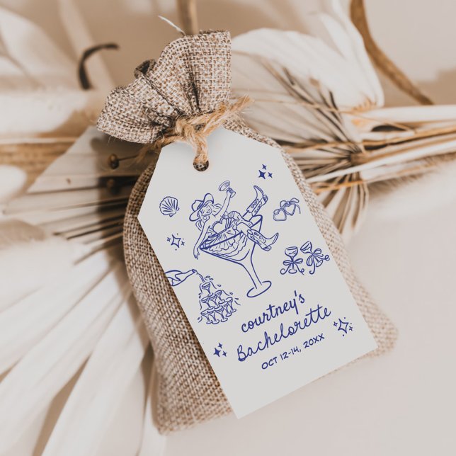 Hand Drawn Cowgirl Bachelorette Weekend Geschenkanhänger (Von Creator hochgeladen)