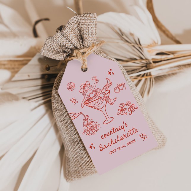 Hand Drawn Cowgirl Bachelorette Weekend Geschenkanhänger (Von Creator hochgeladen)