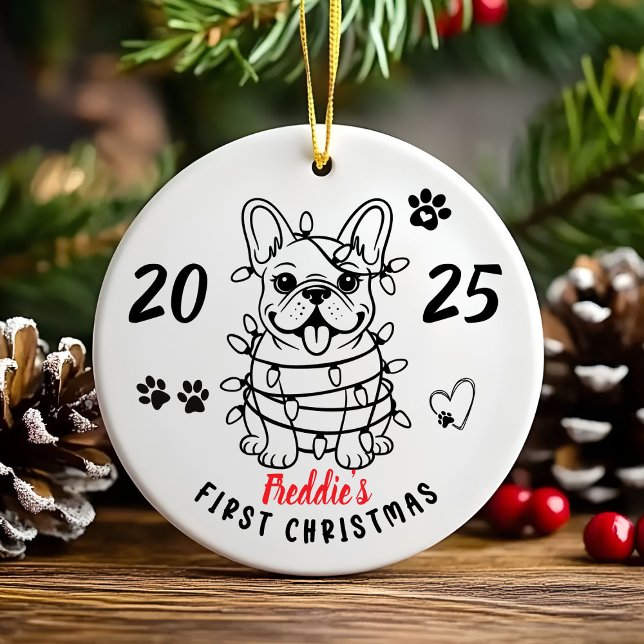 Hand drawn custom French Bulldog Keramik Ornament (Hand Drawn Custom French Bulldog Ceramic Ornament)