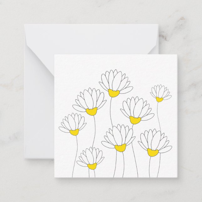 Hand Drawn Daisy Stems Mitteilungskarte (Vorderseite)