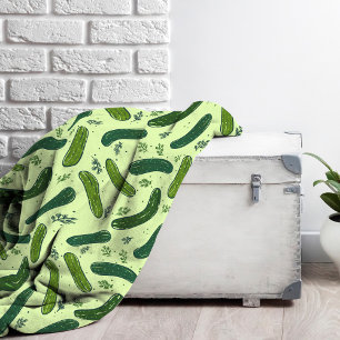 Hand Drawn Dill Pickle Muster Fleecedecke