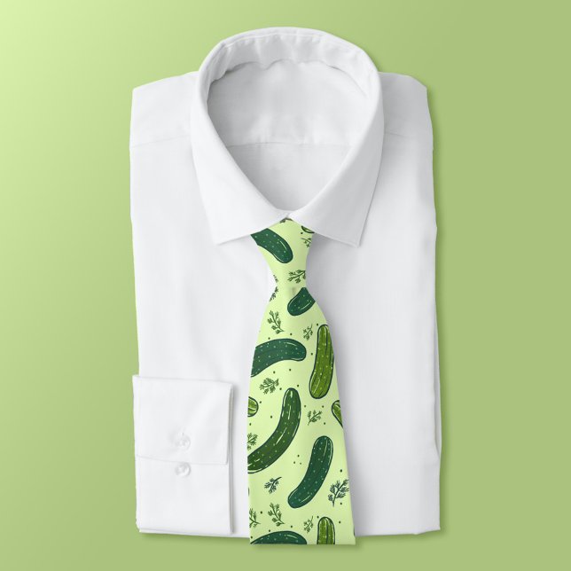 Hand Drawn Dill Pickle Muster Krawatte (Dill Pickle Pattern Tie)