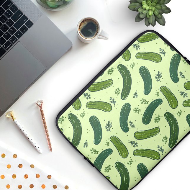 Hand Drawn Dill Pickle Muster Laptopschutzhülle (Dill Pickle Pattern Laptop Sleeve)