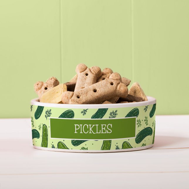 Hand Drawn Dill Pickle Muster Napf (Pickles Nameplate Pickle Pattern Dog Bowl)
