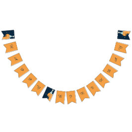 Hand Drawn Dinosaur Orange Blue Happy Geburtstag Wimpelkette
