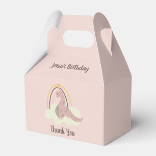 Hand Drawn Dinosaur Rainbow Birthday Party Pink F Geschenkschachtel