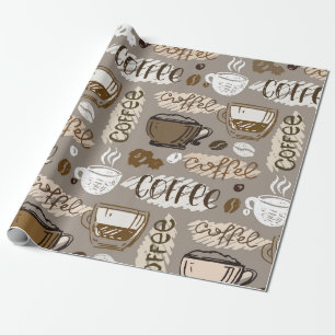 Hand drawn doodle coffee pattern background geschenkpapier