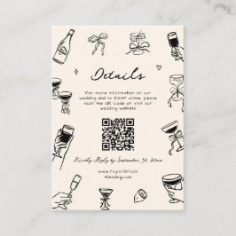 Hand Drawn Doodle Quirky Wedding Details Qr Code Begleitkarte