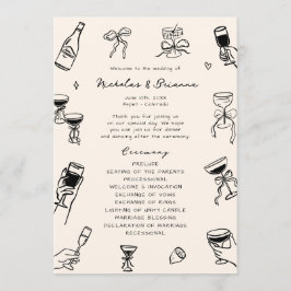 Hand Drawn Doodle Wedding Programm