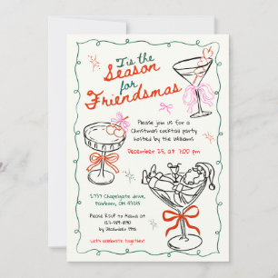 Hand Drawn Doodle Weihnachtscocktail Party Einladung