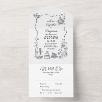 Hand Drawn Doodles Funky Quirky Moderne Hochzeit