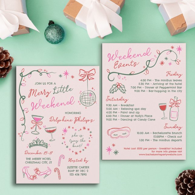 Hand-Drawn Doodles Merry Bachelorette Weekend Einladung (Von Creator hochgeladen)