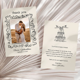 Hand Drawn Doodles Wedding Dankeskarte