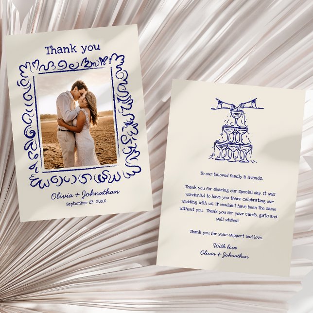 Hand Drawn Doodles Wedding Dankeskarte (Von Creator hochgeladen)