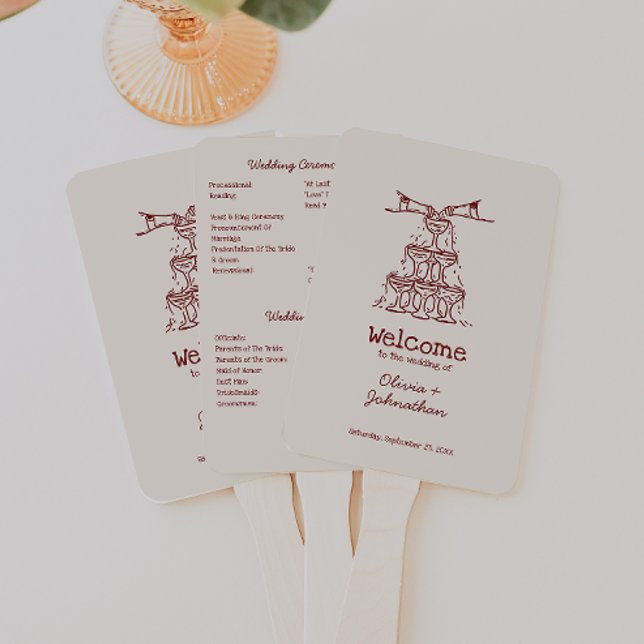 Hand Drawn Doodles Wedding Program Fächer (Von Creator hochgeladen)