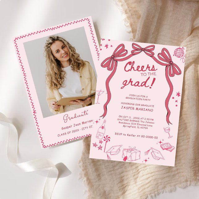 Hand Drawn Doodles Whimsical Graduation Party Einladung (Von Creator hochgeladen)