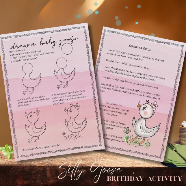 Hand-Drawn 'Draw a Baby Goose' Birthday Activity!  Einladung (Hand-Drawn 'Draw a Baby Goose' Birthday Activity! Invitation)