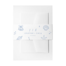 Hand Drawn Dusty Blue Coastal Hochzeit Einladungsbanderole