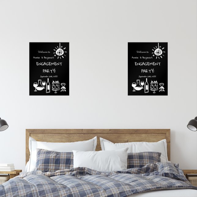Hand Drawn Engagement Party Wedding Welcome Sign. Bilderwand Sets (Schlafzimmer)