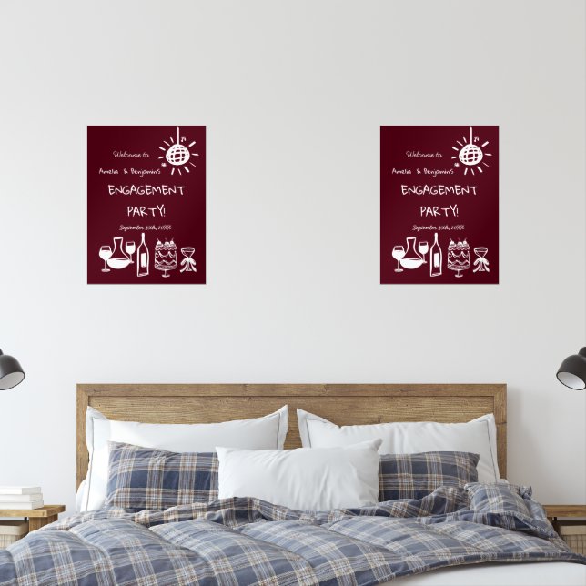 Hand Drawn Engagement Party Wedding Welcome Sign. Bilderwand Sets (Schlafzimmer)