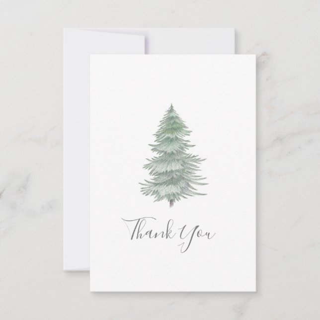 Hand Drawn Evergreen Tree Dankeskarte (Vorderseite)