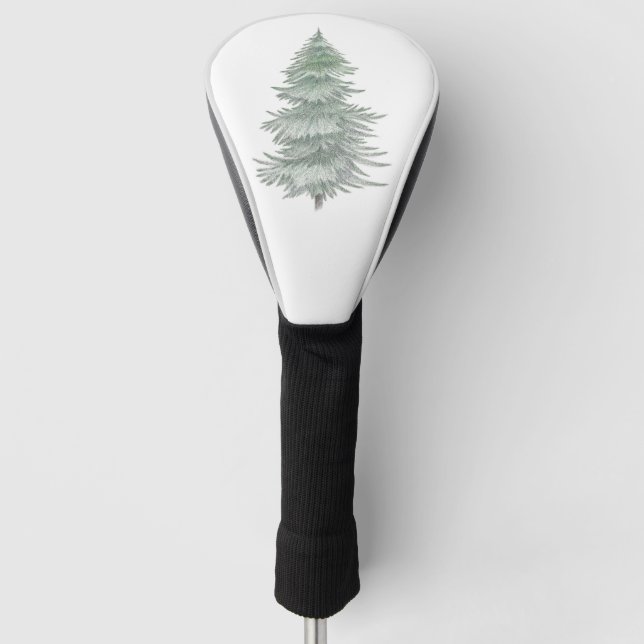 Hand Drawn Evergreen Tree Golf Headcover (Vorderseite)