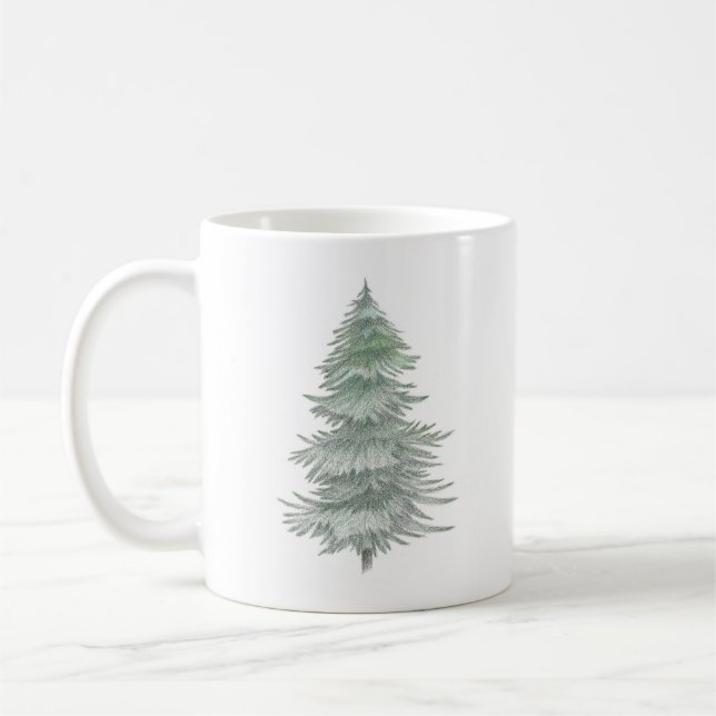 Hand Drawn Evergreen Tree Kaffeetasse (Links)