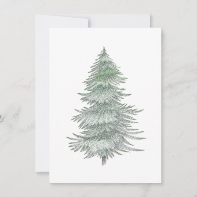 Hand Drawn Evergreen Tree Mitteilungskarte (Vorderseite)