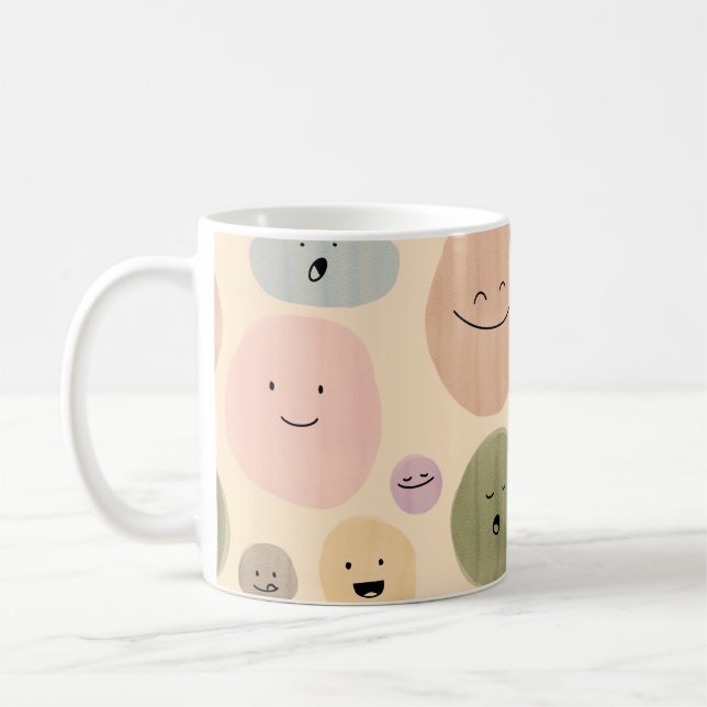 Hand-drawn Facial Expressions Seamless Pattern Kaffeetasse (Links)