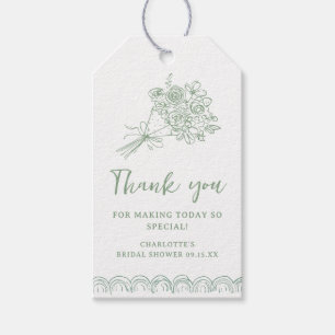 Hand Drawn Floral Danke Brautparty Geschenkanhänger