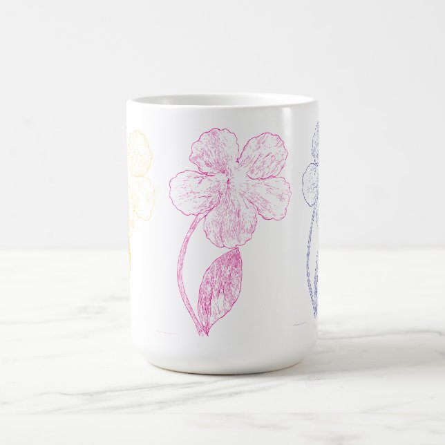 Hand-Drawn Floral Design Mug Kaffeetasse (Mittel)