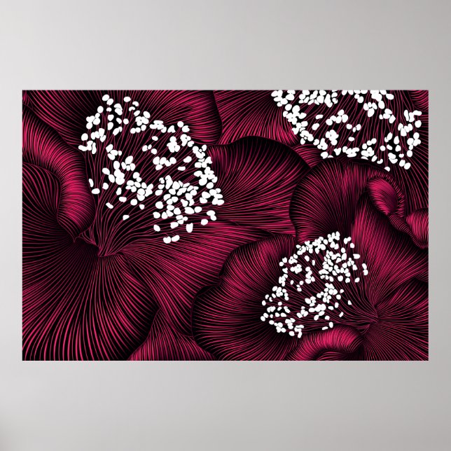Hand drawn floral pattern with camelia flowers poster (Vorne)