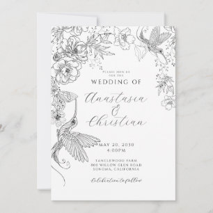 Hand Drawn Floral Wedding Einladung