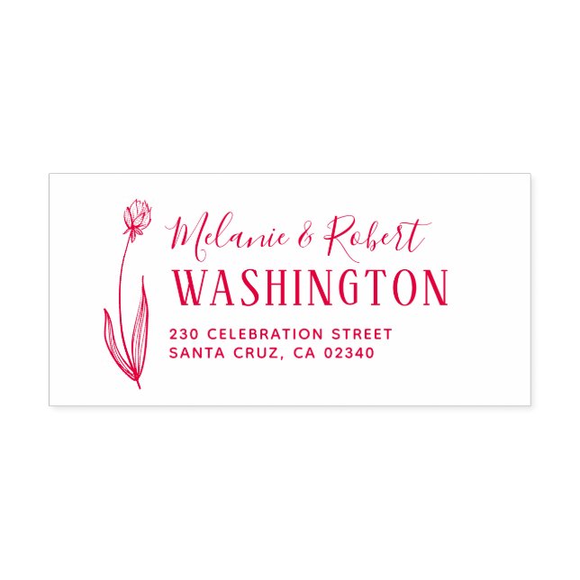 Hand Drawn Floral Wedding Rücksendeadresse Permastempel (Design)