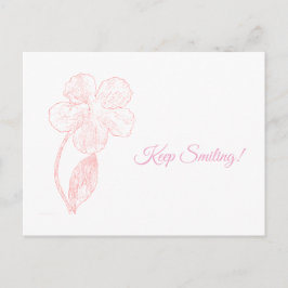 Hand Drawn Flower Minimalist Pink Postcard Postkarte