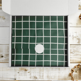 Hand Drawn Forest Green and White Grid Holiday Seidenpapier