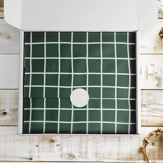 Hand Drawn Forest Green and White Grid Holiday Seidenpapier (Von Creator hochgeladen)