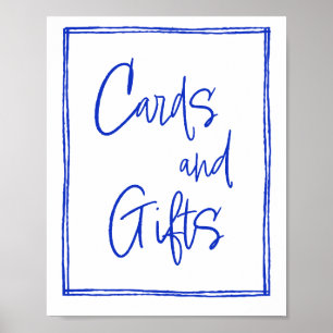 Hand Drawn French Blue Cards And Gifts  Poster