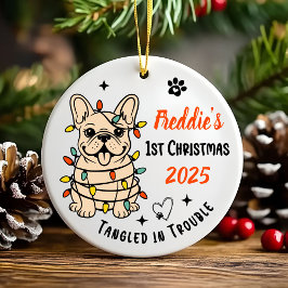 Hand Drawn French Bulldog Ceramic Christmas Keramik Ornament