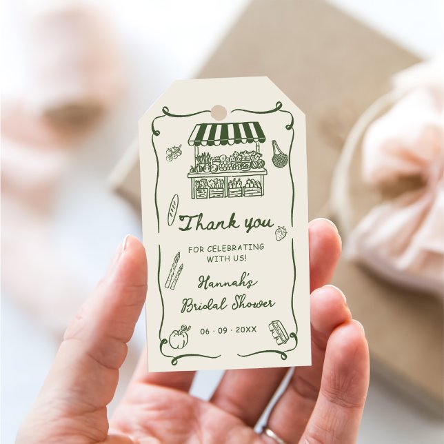 Hand Drawn Fresh Off the Market Bridal Shower Geschenkanhänger (Von Creator hochgeladen)