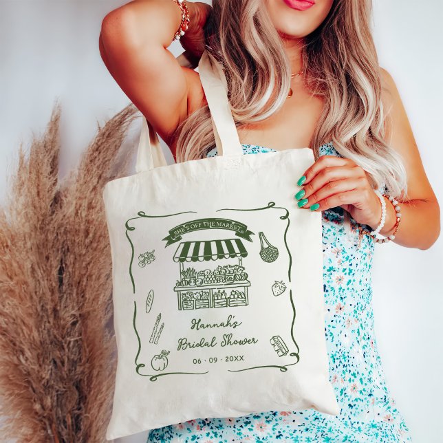 Hand Drawn Fresh Off the Market Bridal Shower Tragetasche (Von Creator hochgeladen)